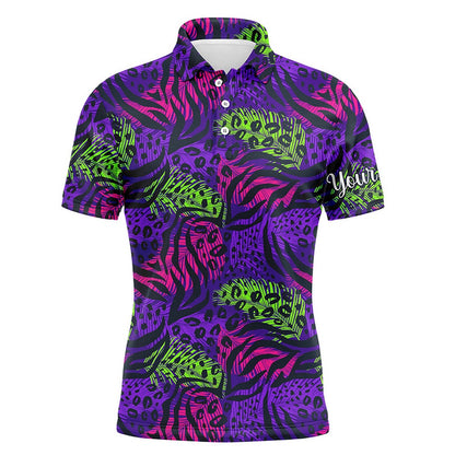 Golf Polo shirts, Mens Golf Polo Upf Shirts With Colorful Purple Tropical Background Custom Team Golf Polo Shirts