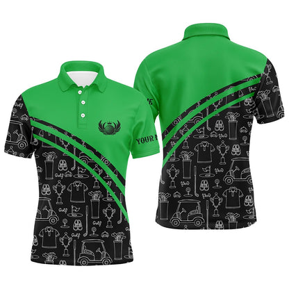 Golf Polo shirts, Mens Golf Polos Shirts Custom Black Pattern Short Long Sleeve Golf Shirts For Him Green
