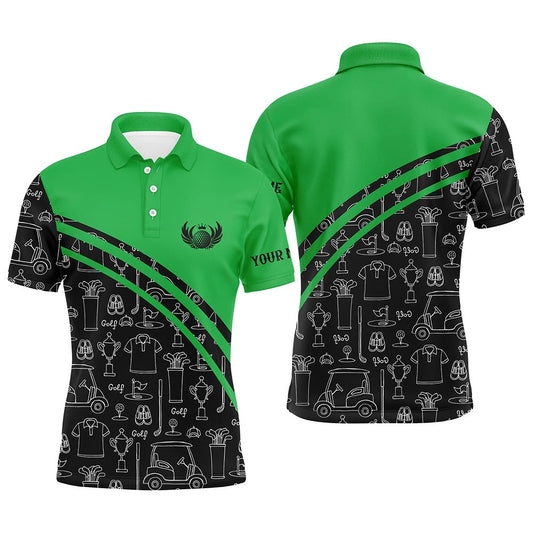 Golf Polo shirts, Mens Golf Polos Shirts Custom Black Pattern Short Long Sleeve Golf Shirts For Him Green