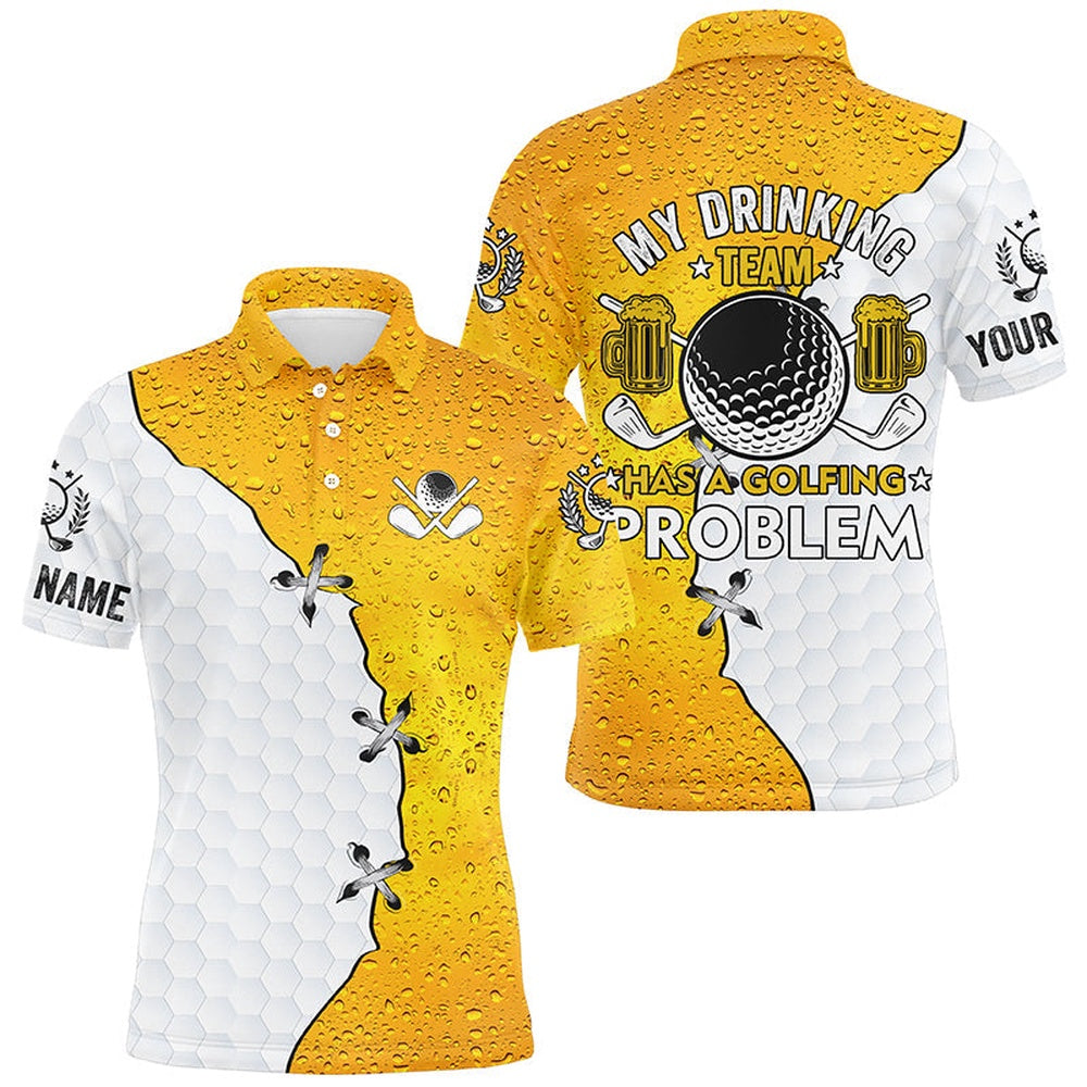 Golf Polo shirts, Mens Golf Polos Shirts Custom My Drinking Team Has A Golfing Problem, Beer Pattern Golf Team Shirt