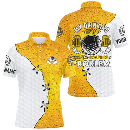 Golf Polo shirts, Mens Golf Polos Shirts Custom My Drinking Team Has A Golfing Problem, Beer Pattern Golf Team Shirt