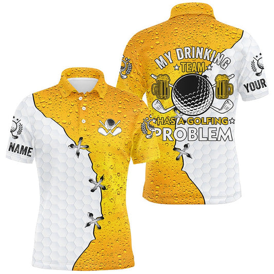 Golf Polo shirts, Mens Golf Polos Shirts Custom My Drinking Team Has A Golfing Problem, Beer Pattern Golf Team Shirt