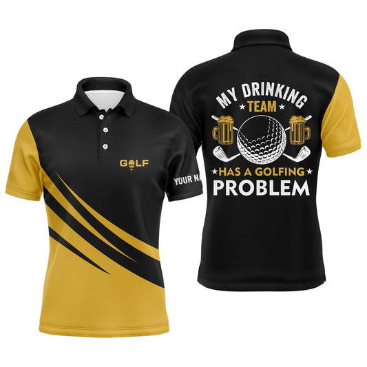 Golf Polo shirts, Mens Golf Polos Shirts Custom My Drinking Team Has A Golfing Problem, Golf Beer Team Shirt Yellow