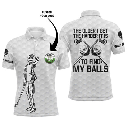 Golf Polo shirts, Mens Golf Polos Shirts Custom Name And Logo Team Golf Skull The Older I Get The Harder To Find Balls