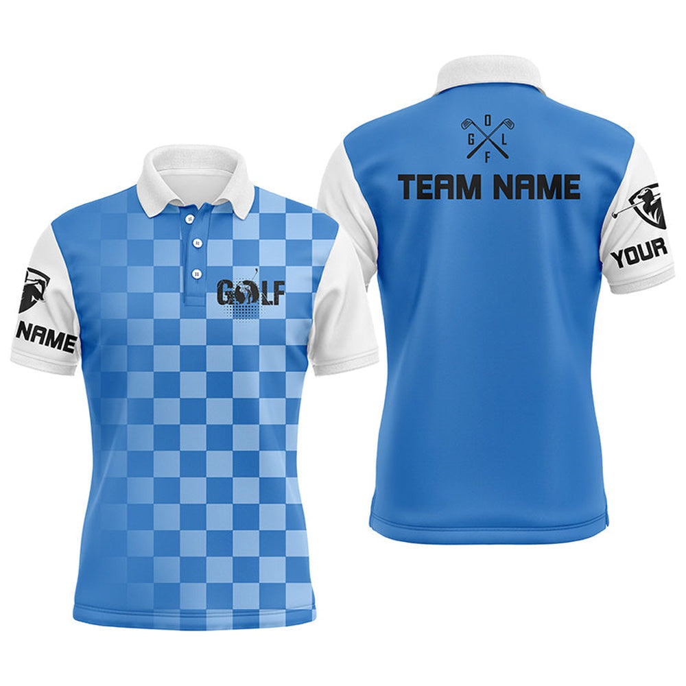 Golf Polo shirts, Mens Golf Polos Shirts Custom Name Funny Golf Shirts For Men Blue