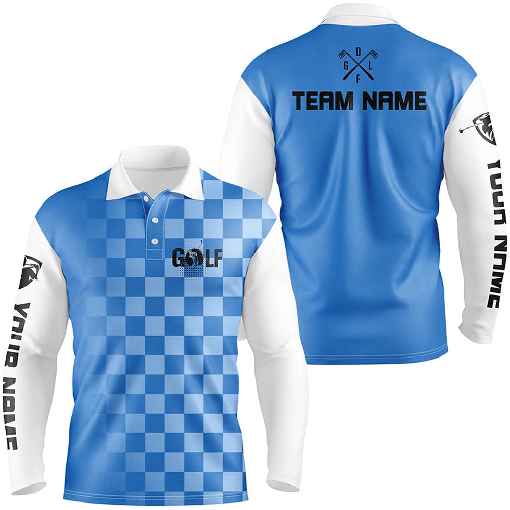 Golf Polo shirts, Mens Golf Polos Shirts Custom Name Funny Golf Shirts For Men Blue