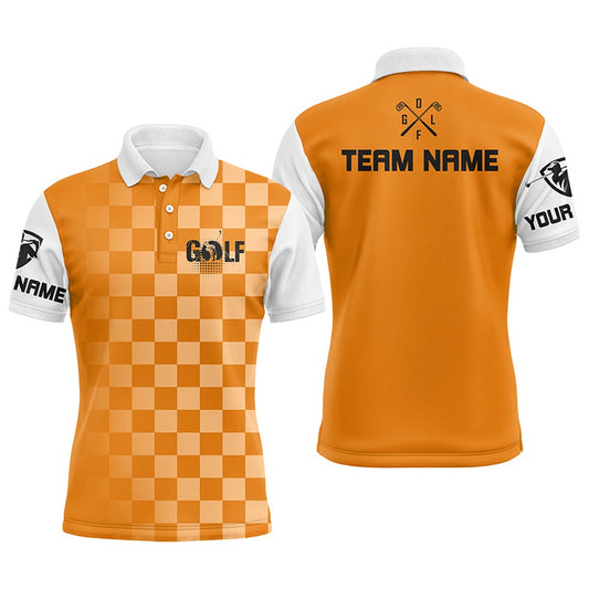 Golf Polo shirts, Mens Golf Polos Shirts Custom Name Funny Golf Shirts For Men Orange