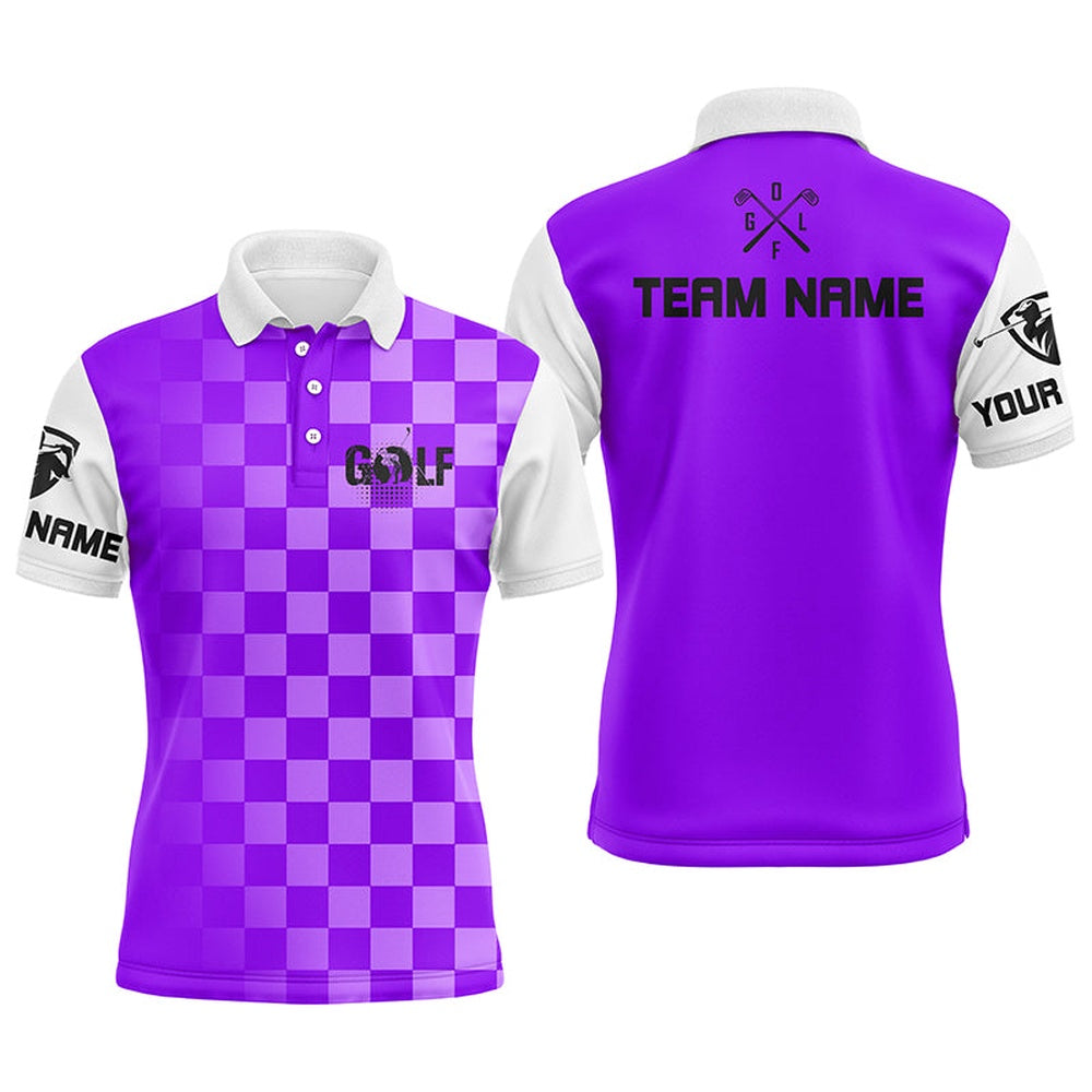 Golf Polo shirts, Mens Golf Polos Shirts Custom Name Funny Golf Shirts For Men Purple