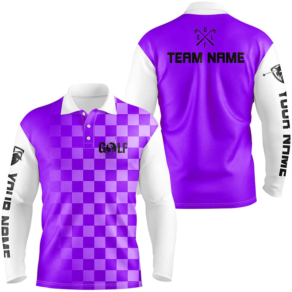 Golf Polo shirts, Mens Golf Polos Shirts Custom Name Funny Golf Shirts For Men Purple