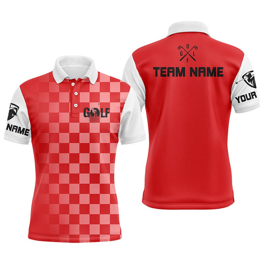 Golf Polo shirts, Mens Golf Polos Shirts Custom Name Funny Golf Shirts For Men Red