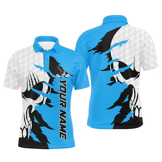 Golf Polo shirts, Mens Golf Polos Shirts Custom Name Golf Skull Shirts For Men Blue