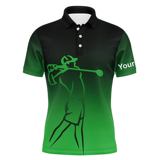 Golf Polo shirts, Mens Golf Polos Shirts Custom Name Green Gradient Golf Apparel, Coolest Polo Shirts For Mens