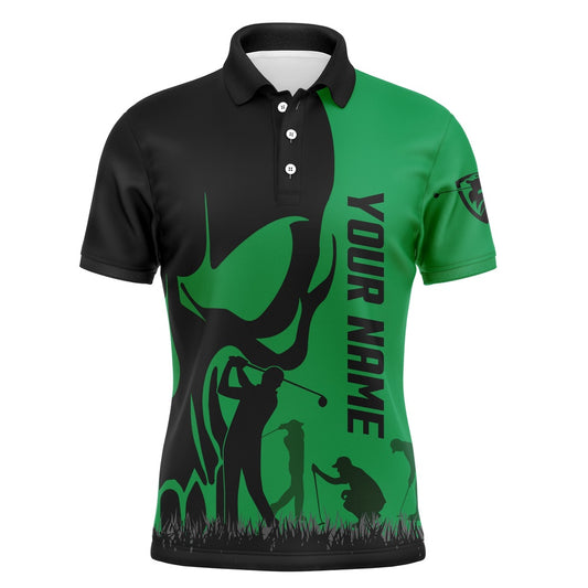 Golf Polo shirts, Mens Golf Polos Shirts Custom Name Skull Golf Black Shirt Jerseys, Golf Wear For Mens Green