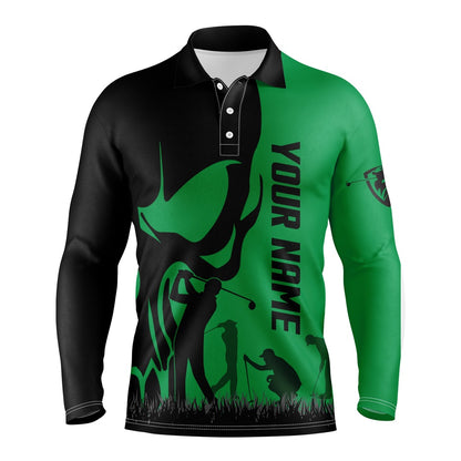Golf Polo shirts, Mens Golf Polos Shirts Custom Name Skull Golf Black Shirt Jerseys, Golf Wear For Mens Green