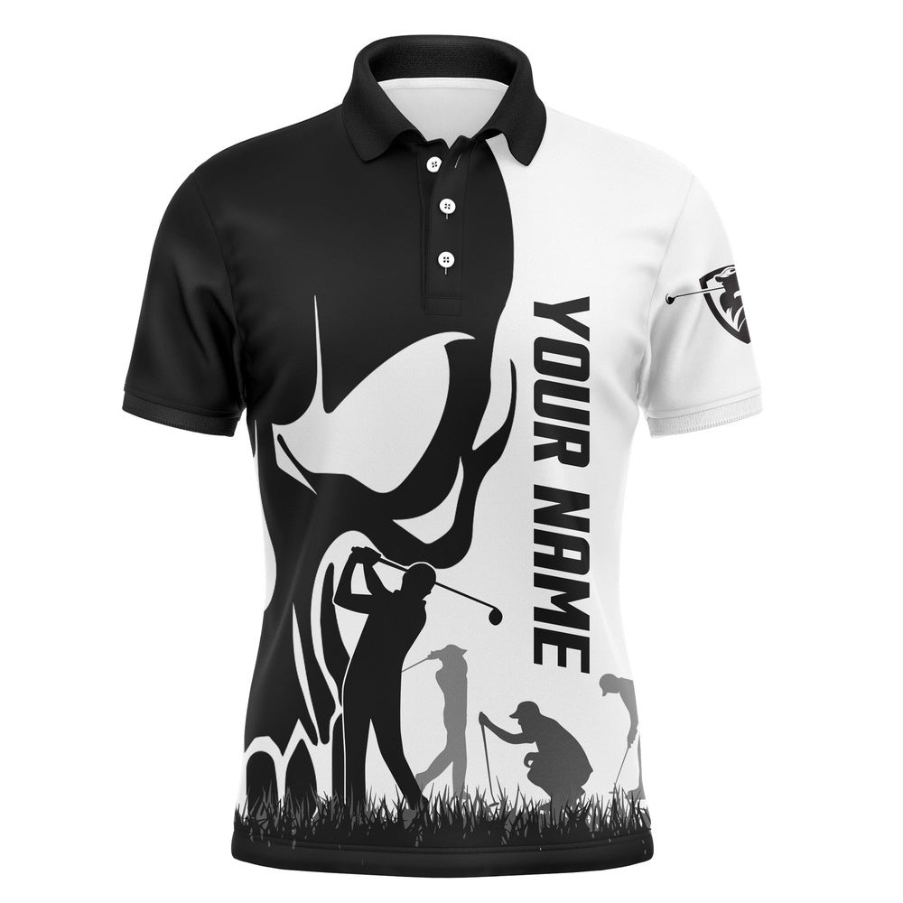 Golf Polo shirts, Mens Golf Polos Shirts Custom Name Skull Golf Black Shirt Jerseys, Golf Wear For Mens White
