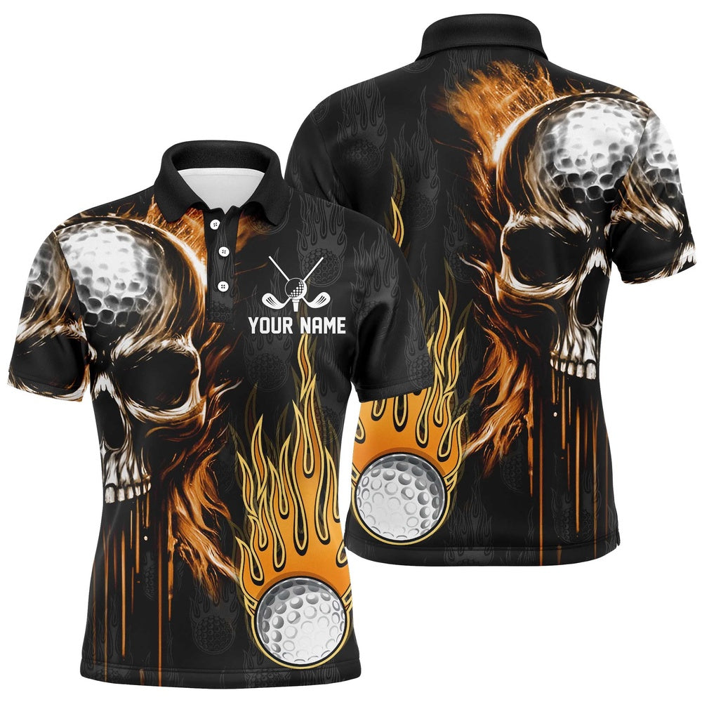Golf Polo shirts, Mens Golf Polos Shirts Custom Skull Golf Fire Golf Apparel, Cool Polo Shirts For Mens