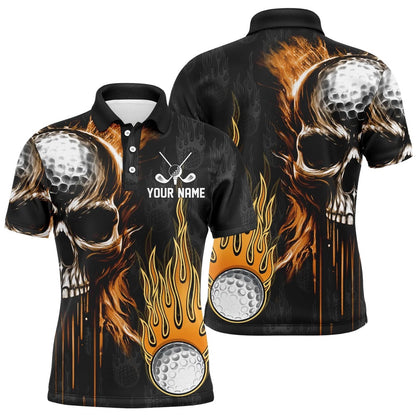 Golf Polo shirts, Mens Golf Polos Shirts Custom Skull Golf Fire Golf Apparel, Cool Polo Shirts For Mens