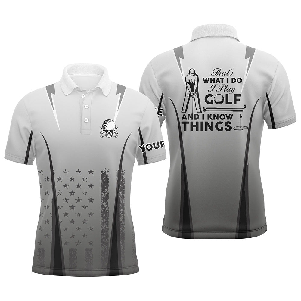 Golf Polo shirts, Mens Golf That'S What I Do American Flag Polo Shirts For Men Custom Skull Patriotic Golf Gifts