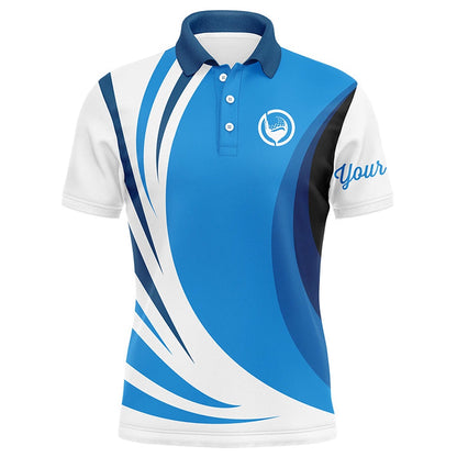 Golf Polo shirts, Mens Polo Golf Shirts Custom Name Blue And White Golf Shirt, Team Golf Shirts Mens