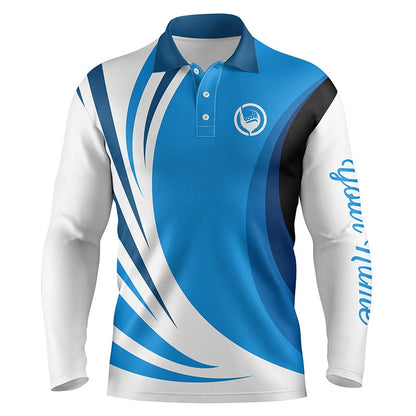 Golf Polo shirts, Mens Polo Golf Shirts Custom Name Blue And White Golf Shirt, Team Golf Shirts Mens
