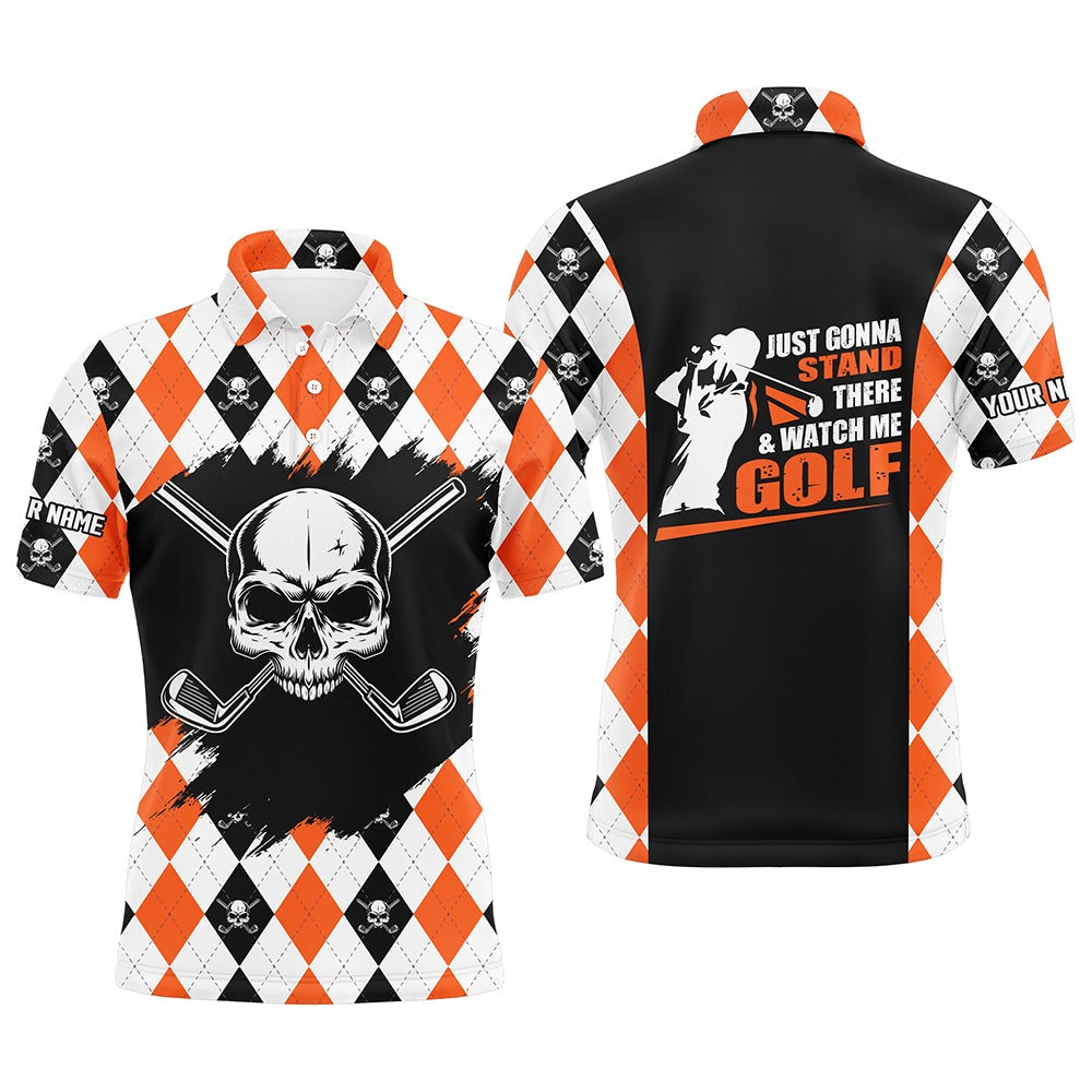 Golf Polo shirts, Mens Skull Golf Shirt Custom Golf Shirt With Skulls, Argyle Golf Shirts For Men, Halloween Golf Gifts