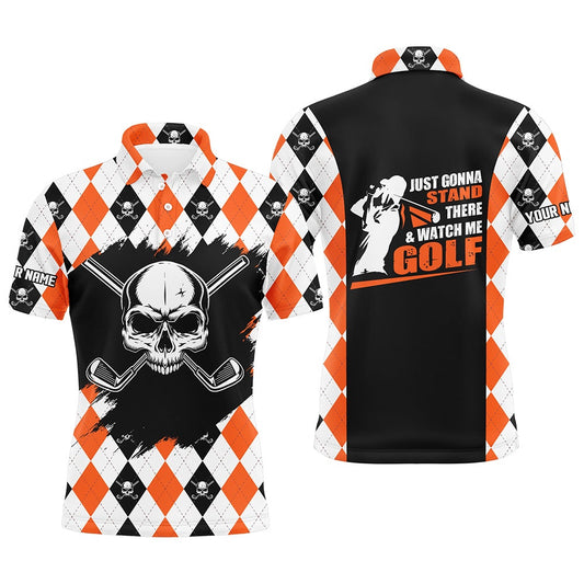 Golf Polo shirts, Mens Skull Golf Shirt Custom Golf Shirt With Skulls, Argyle Golf Shirts For Men, Halloween Golf Gifts