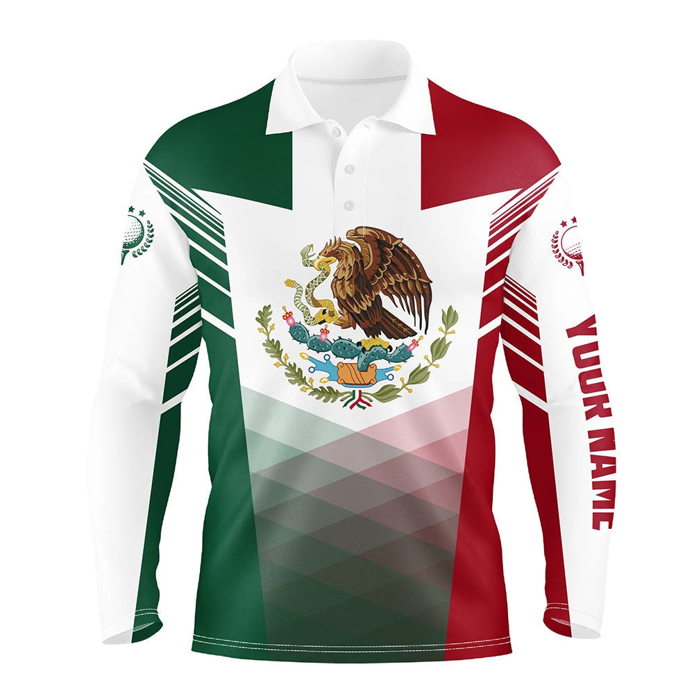 Golf Polo shirts, Mexican Flag Mens Golf Polo Shirts Custom Mexico Golf Outfit Men, Unique Golf Shirts For Men