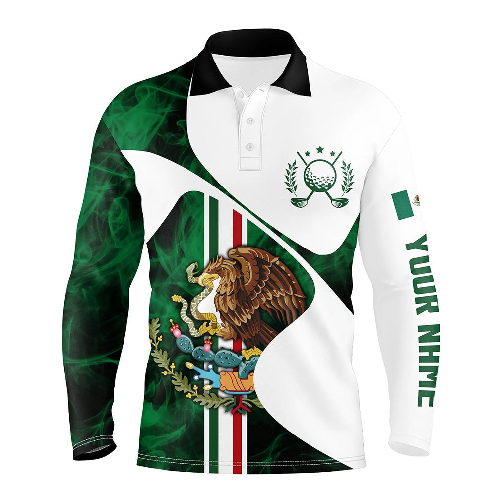 Golf Polo shirts, Mexican Flag Mens Golf Polo Shirts Custom Mexico Golf Tops For Men, Unique Mens Golf Apparel