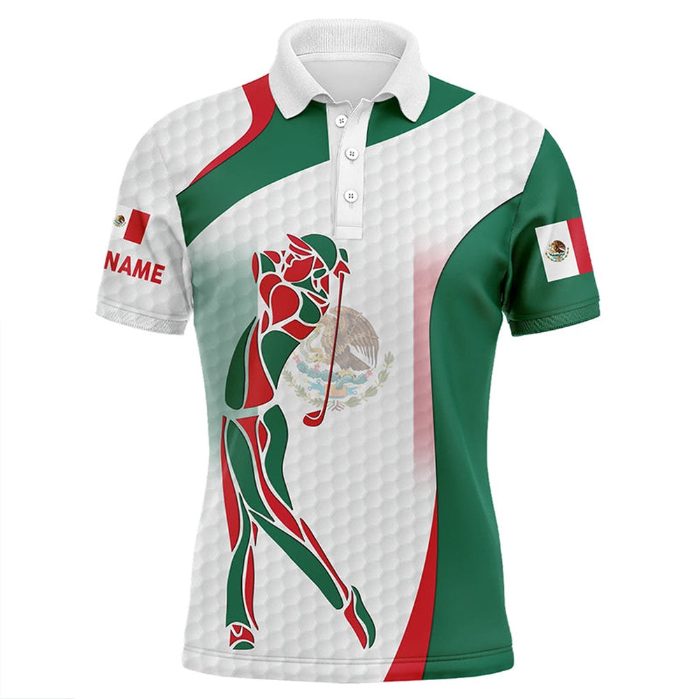 Golf Polo shirts, Mexican Flag Mens Golf Polo Shirts Custom Patriotic Golf Shirts For Men, Unique Mens Golf Apparel