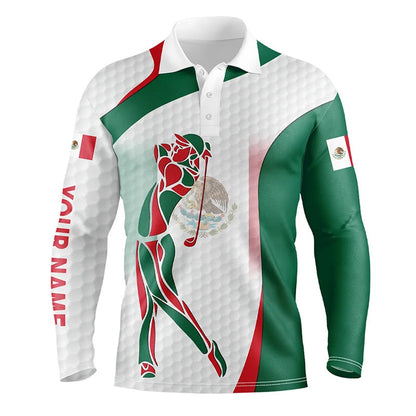 Golf Polo shirts, Mexican Flag Mens Golf Polo Shirts Custom Patriotic Golf Shirts For Men, Unique Mens Golf Apparel