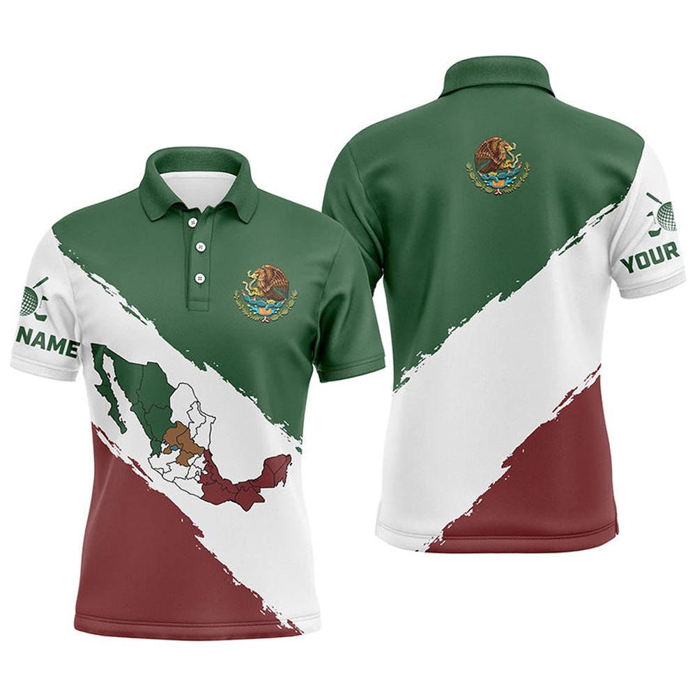 Golf Polo shirts, Mexico Map Mens Golf Polo Shirts Patriotic Mexican Flag Golf Shirts For Men Best Golf Gifts