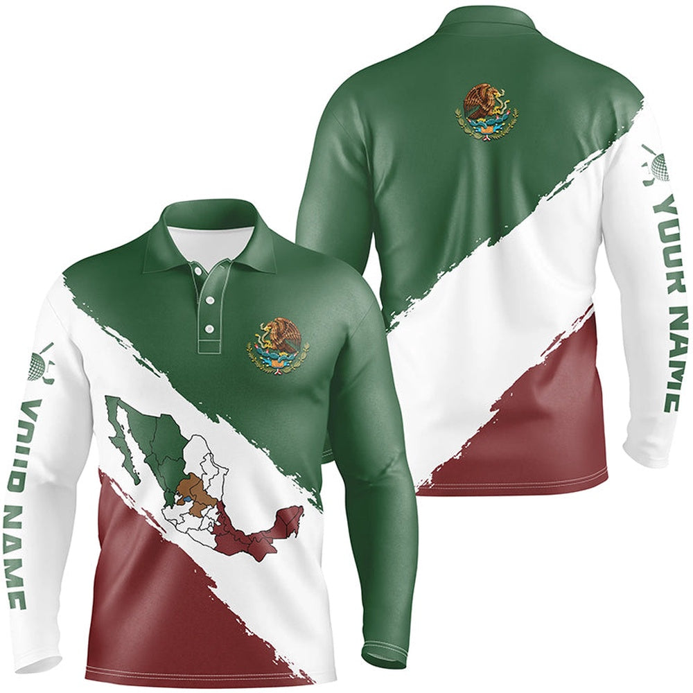 Golf Polo shirts, Mexico Map Mens Golf Polo Shirts Patriotic Mexican Flag Golf Shirts For Men Best Golf Gifts