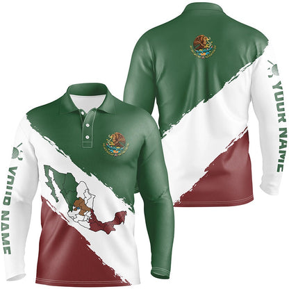 Golf Polo shirts, Mexico Map Mens Golf Polo Shirts Patriotic Mexican Flag Golf Shirts For Men Best Golf Gifts