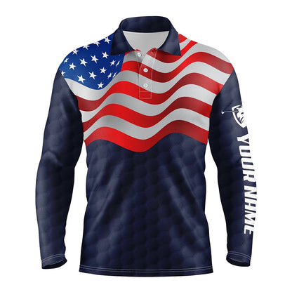 Golf Polo shirts, Navy American Flag Mens Golf Polo Shirts Custom Patriotic Golf Shirts For Men Golf Gifts