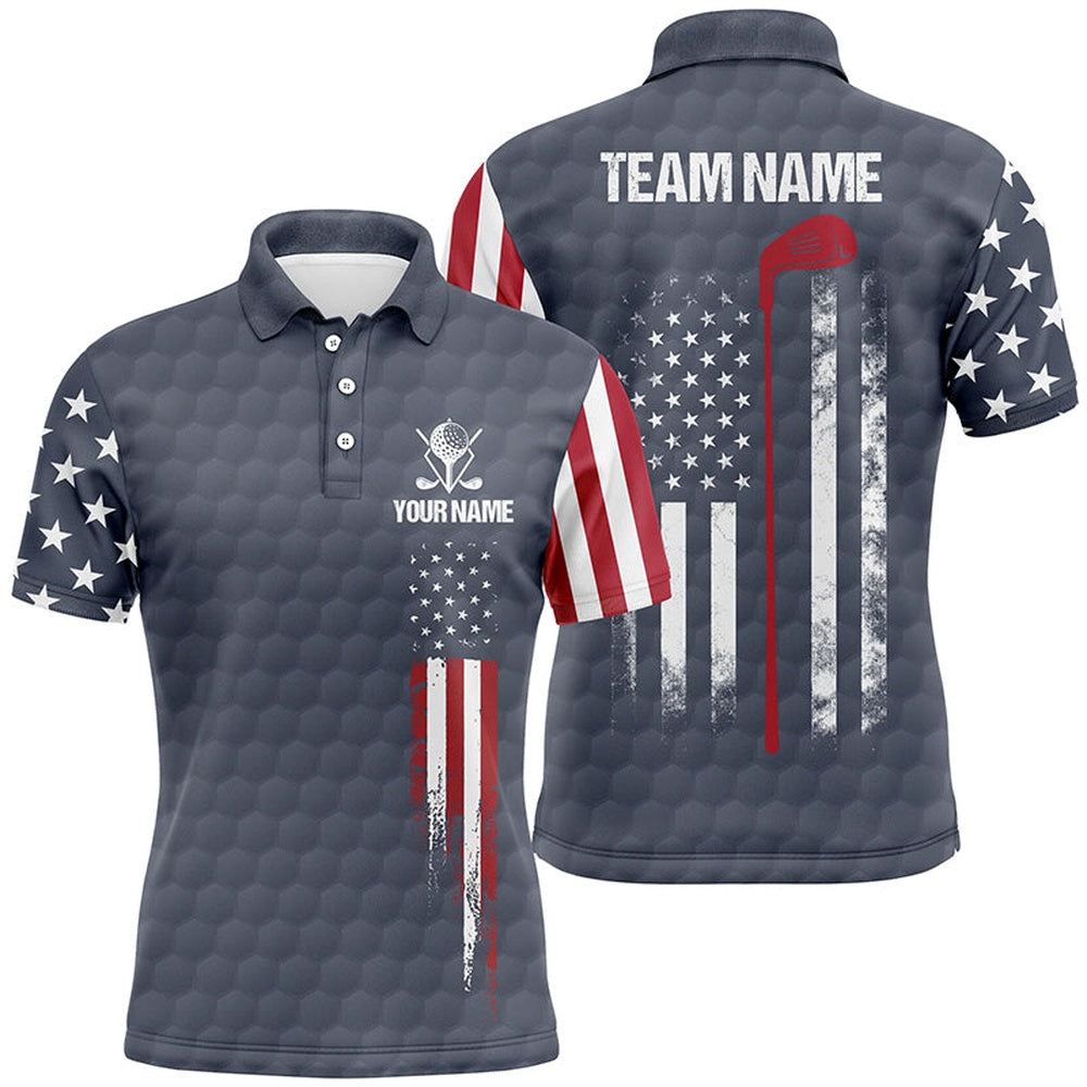Golf Polo shirts, Navy American Flag Mens Golf Polo Shirts Custom Patriotic Team Golf Shirts For Men Golf Gifts