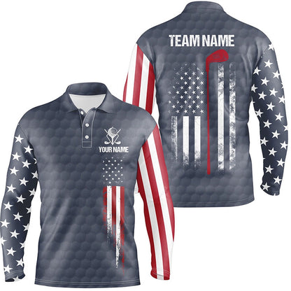 Golf Polo shirts, Navy American Flag Mens Golf Polo Shirts Custom Patriotic Team Golf Shirts For Men Golf Gifts