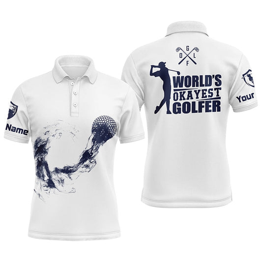 Golf Polo shirts, Navy And White Mens Golf Polo Shirts, Personalized Golf Shirts For Men, Cool Golf Gifts
