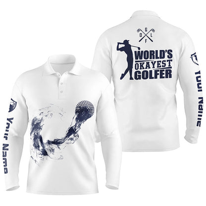 Golf Polo shirts, Navy And White Mens Golf Polo Shirts, Personalized Golf Shirts For Men, Cool Golf Gifts