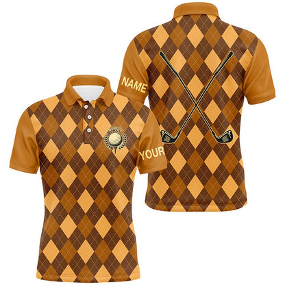 Golf Polo shirts, Orange Argyle Golf Clubs Mens Golf Polo Shirts Custom Name Golf Outfit Men