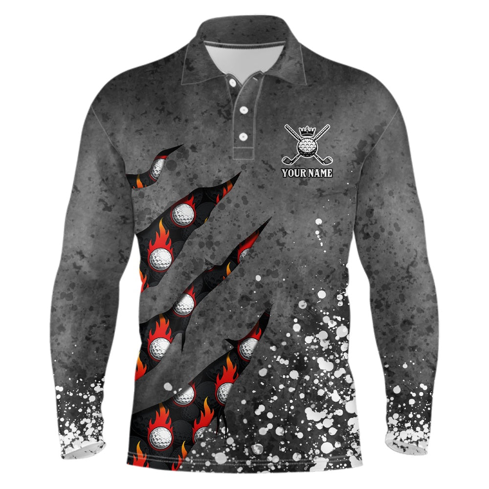 Golf Polo shirts, Paint Splash D Golf Polo Shirts Personalized Flame Golf Shirts For Mens, Crazy Golf Gifts