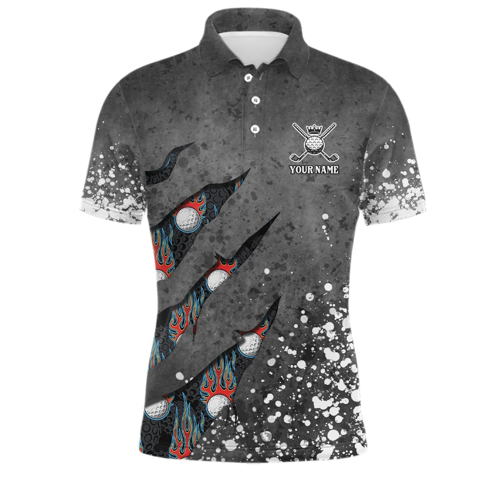 Golf Polo shirts, Paint Splash D Mens Golf Polo Shirts Personalized Fire Flame Golf Shirts For Mens Golf Gifts