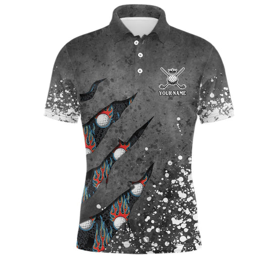 Golf Polo shirts, Paint Splash D Mens Golf Polo Shirts Personalized Fire Flame Golf Shirts For Mens Golf Gifts