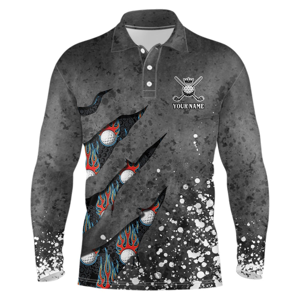 Golf Polo shirts, Paint Splash D Mens Golf Polo Shirts Personalized Fire Flame Golf Shirts For Mens Golf Gifts