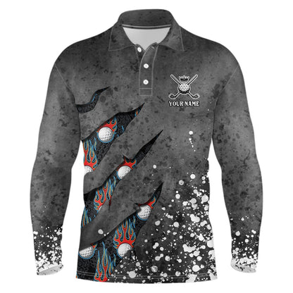 Golf Polo shirts, Paint Splash D Mens Golf Polo Shirts Personalized Fire Flame Golf Shirts For Mens Golf Gifts
