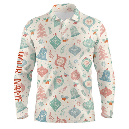 Golf Polo shirts, Pastel Christmas Seamless Mens Golf Polo Shirt Retro Custom Funny Golf Shirts For Men Golf Gifts
