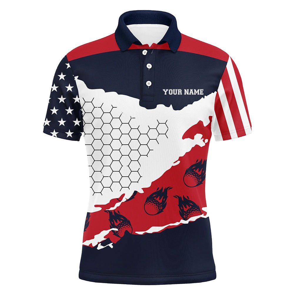 Golf Polo shirts, Personalized American Flag Mens Golf Polo Shirts Golf Flame D All Over Print Polo Shirt For Men