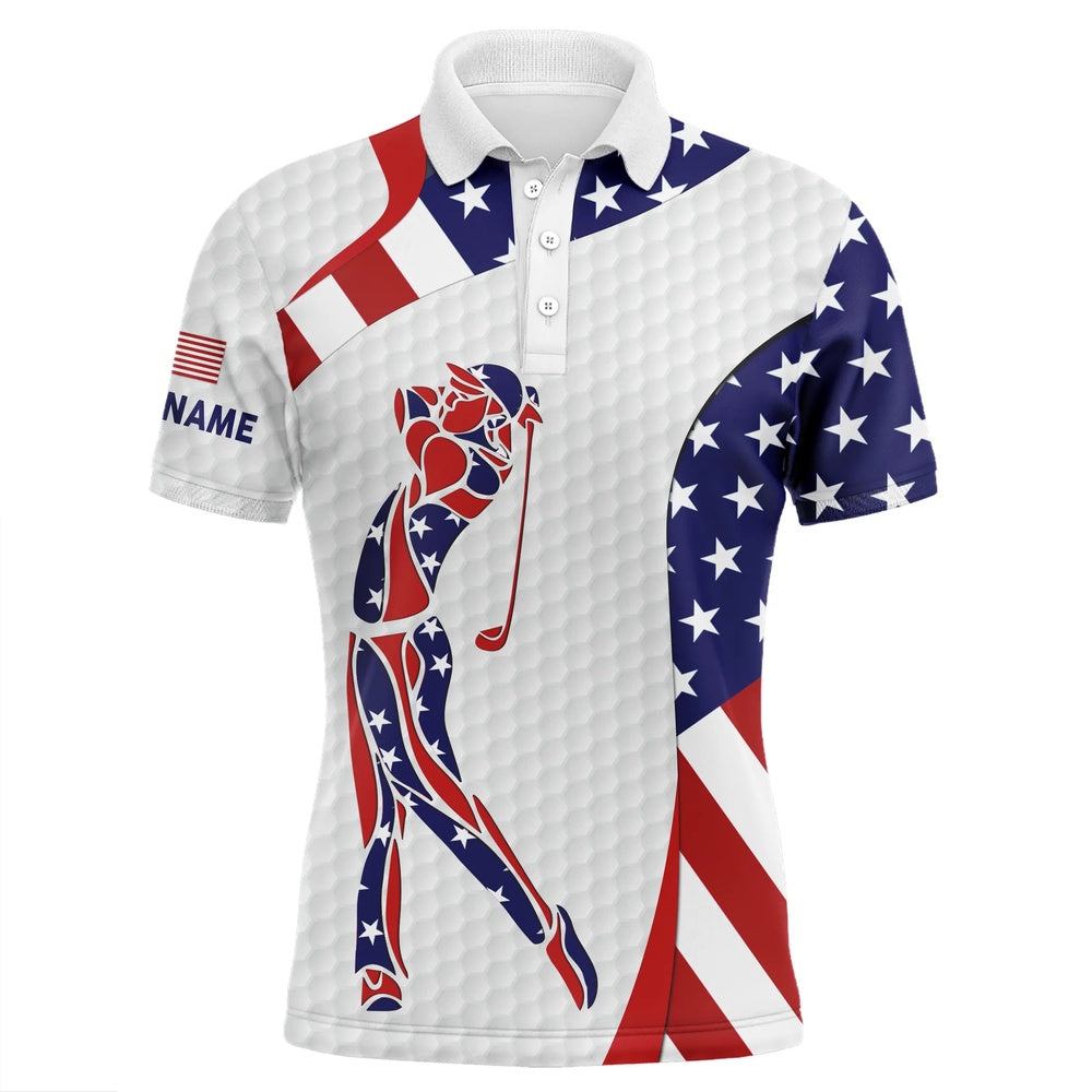 Golf Polo shirts, Personalized American Flag Patriot Golf White Mens Golf Polo Shirts Custom Name Golf Gifts For Men