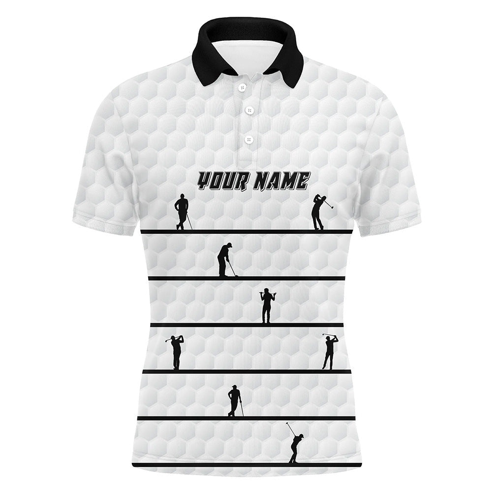 Golf Polo shirts, Personalized Black White Golfer Mens Polo Shirts Custom Cool Golf Shirts For Men White Golf Pattern