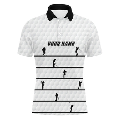 Golf Polo shirts, Personalized Black White Golfer Mens Polo Shirts Custom Cool Golf Shirts For Men White Golf Pattern