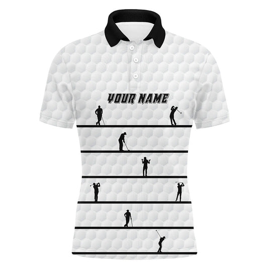 Golf Polo shirts, Personalized Black White Golfer Mens Polo Shirts Custom Cool Golf Shirts For Men White Golf Pattern